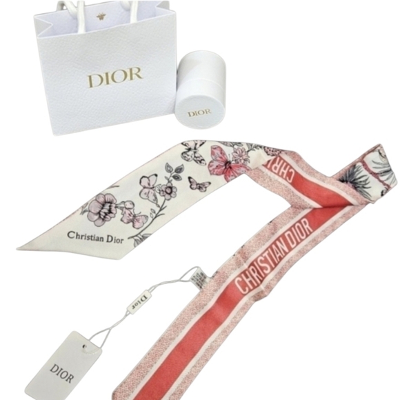 Dior Accessories - NEW Dior Pink & White Floral Neck/ Bag Scarf - CD Parfume Line